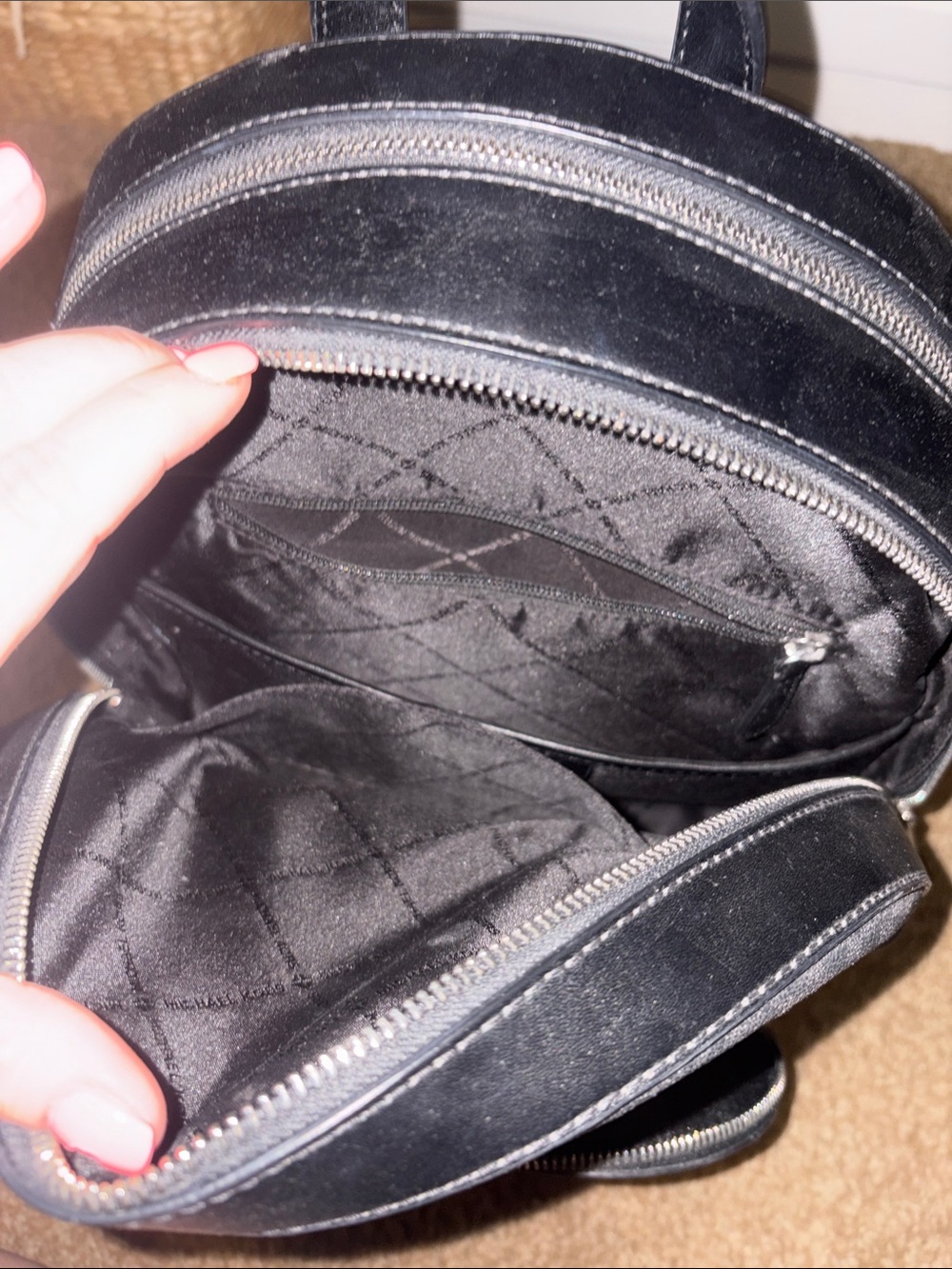 Michael Kors Black MK Signature Backpack with Front Zip Pocket - Picture 6 of 10